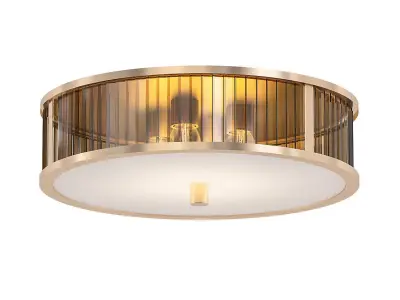 VENUS flush mount light fixture in brass and glass 3D model