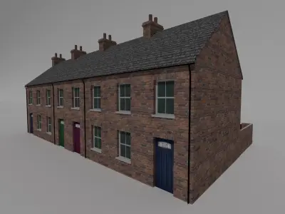 Redbrick uk semi detached victorian  house Low-poly 3D model