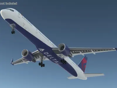  Delta Air Lines Boeing 757-300 with Cabin and Doors Rigged for Cinema 4D 
