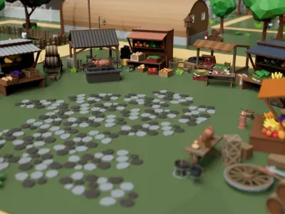 Farm House and Animals Mega Pack for Game Ready Low-poly 3D model