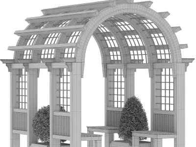 Wooden Garden Arbor 03 3D model
