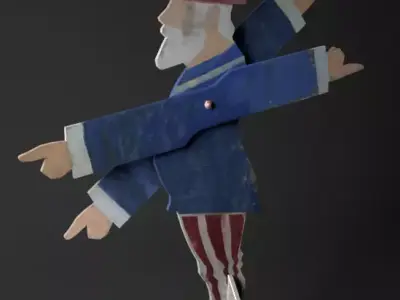 Weathercock wooden statue of american flag 3D model