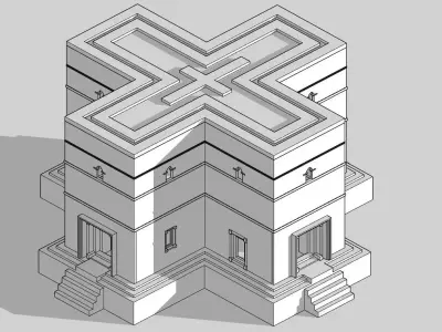 Church carved in the Rock of Lalibela Ethiopia Low-poly 3D model