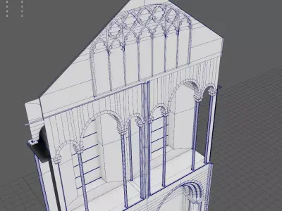 Cathedral Transept Stained Glass Wall - ONLY Low-poly 3D model