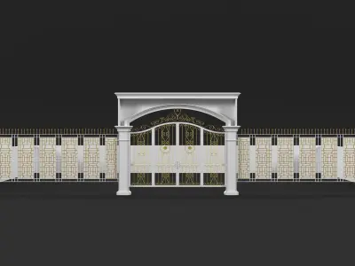Modern and Classic Gates and Fences for Townhouses Low-poly 3D model