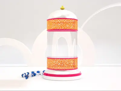 Orange Lantern  Low-poly 3D model