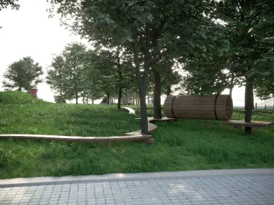 Playground school outdoor activity area 3D model