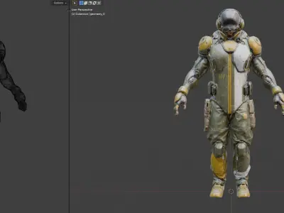 Sci Fi Soldier Character Navy Green Suit Low-poly 3D model