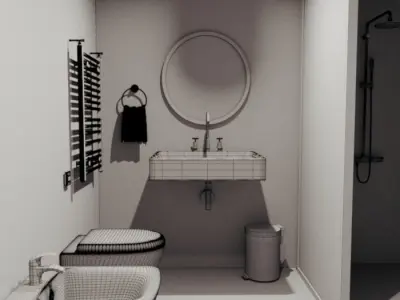 bathroom modern with gold accents 3D model