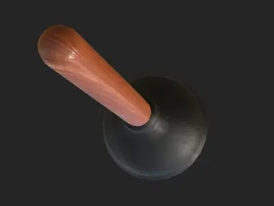 Plunger wooden handle Free 3D model