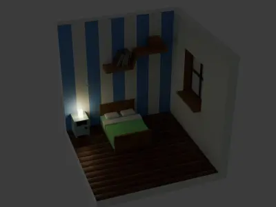 bedroom  isometric Free 3D model