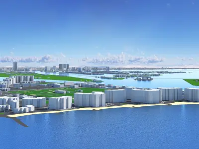 Miami City Florida Low Poly 3d model Stylized VR AR Town Low-poly 3D model