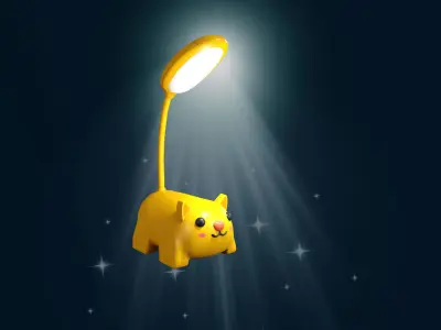 Cat Desk Lamp Cute Low-poly 3D model