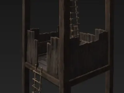 Wooden Watchtower Roman Low-poly 3D model