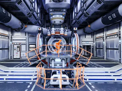 Modular sci-fi spaceship interior 3D model 3D model