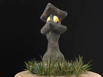 Forest Japanese Lantern Low-poly 3D model