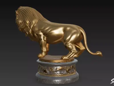 Lion Statue V13 Low-poly 3D model