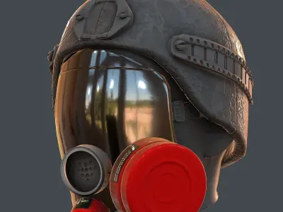 Gas mask helmet 3d model scifi Low-poly  Low-poly 3D model