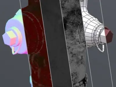 Hydrant new-mid-old Low-poly 3D model