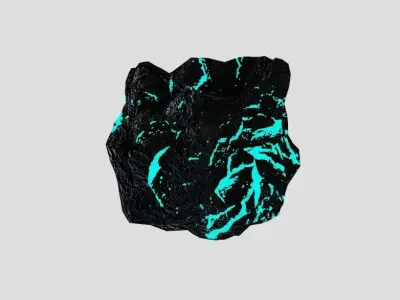 Space Rock Asteroid Glowing Blue Core for Game PBR Free low-poly 3D model