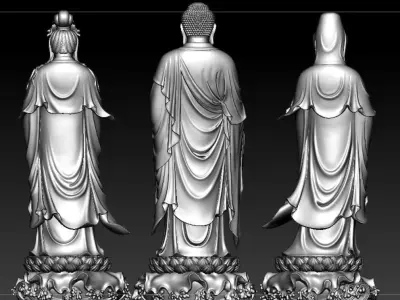 Western Three Saint Buddhas 3D print model
