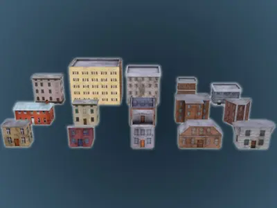 Low Poly Game Buildings Pack 01 Low-poly 3D model