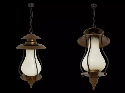Old Retro Lantern Lamp Low poly - ELK Wikshire 1 Light Pendant Low-poly 3D model