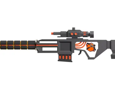 Sci-Fi Laser Railgun Low Poly Gun Low-poly 3D model