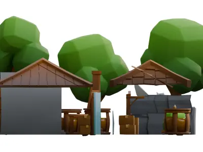 Village Asset Pack  Game Ready  Low Poly Low-poly 3D model