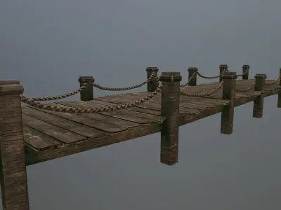 wooden pier Low-poly 3D model
