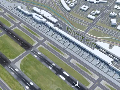San Jose Airport 10km Low-poly 3D model
