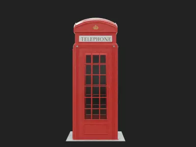 London Red Phonebooth Low-poly 3D model