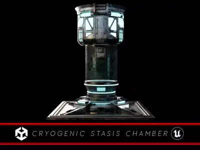 Sci-Fi Cryogenic Stasis Chamber Low-poly 3D model