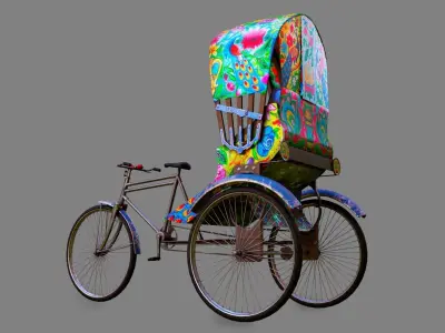 Rickshaw Dhaka Low-poly 3D model