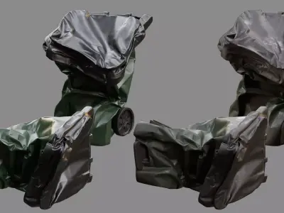 Crushed Trash Can 05 Low-poly 3D model