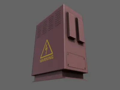 PBR Electric Box Red V3 Low-poly 3D model