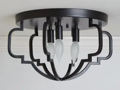 Black Metal Wingo Chandelier Style Geometric Flush Mount 3D model