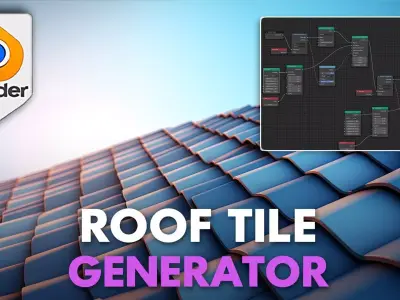 Blender 4 Roof Tiles Procedural Geometry Node 3D model