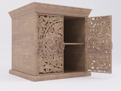 Sideboard with two carved doors Free 3D model