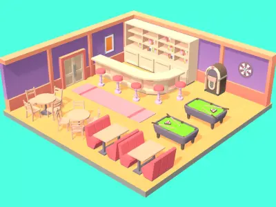 Low Poly Bar Pack Low-poly 3D model