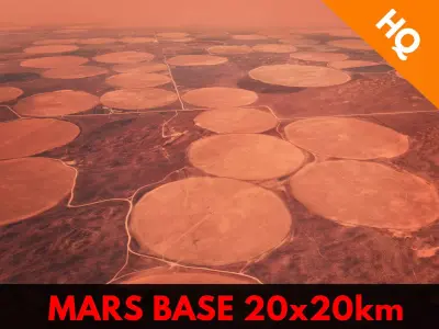 Mars Base Mars Landscape Red Planet Environment Mars Planet Low-poly 3D model