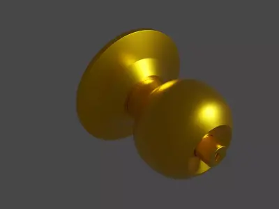 Door handle lock rounded Golden color Free low-poly 3D model