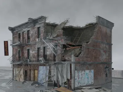 Archmodels vol 265 - collection of post apocalyptic buildings 3D model