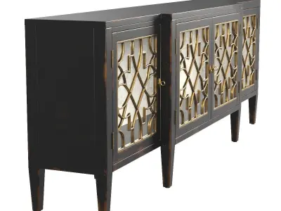 Sanctuary 4-Door Mirrored Console  Ebony 3D model