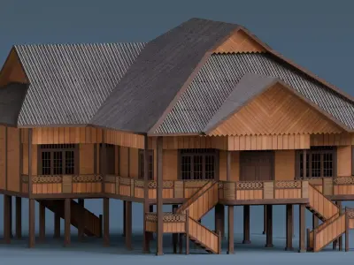 Traditional Houses - Rumah Walewangko Low-poly 3D model