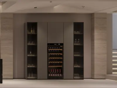 Modern Basement Interior with Tea RoomBarLounge TV Area 3D model