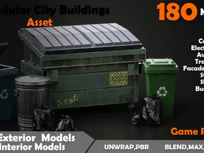 Modular City Buildings Asset  Low-poly 3D model