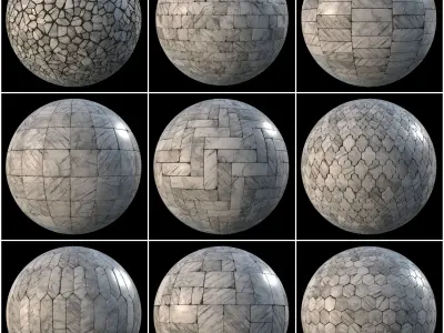 White marble tiles PBR material pack Texture