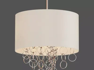 3 Light Cascading Ring Polished Nickel Pendant 3D model