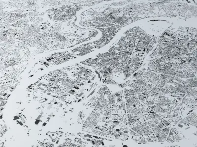 Lyon Streets and Buildings 3D model